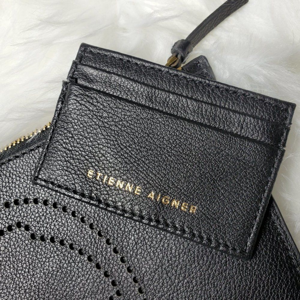 Etienne Aigner Black Leather Clutch and Card Holder NWOT - Picture 5 of 13